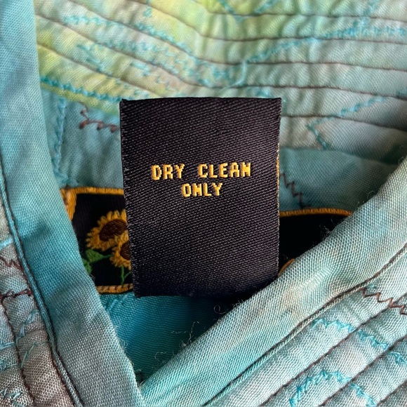 Mirasol Turquoise Quilted Jacket Oriental Style Lagenlook Artsy Rayon Size Large - Picture 10 of 11